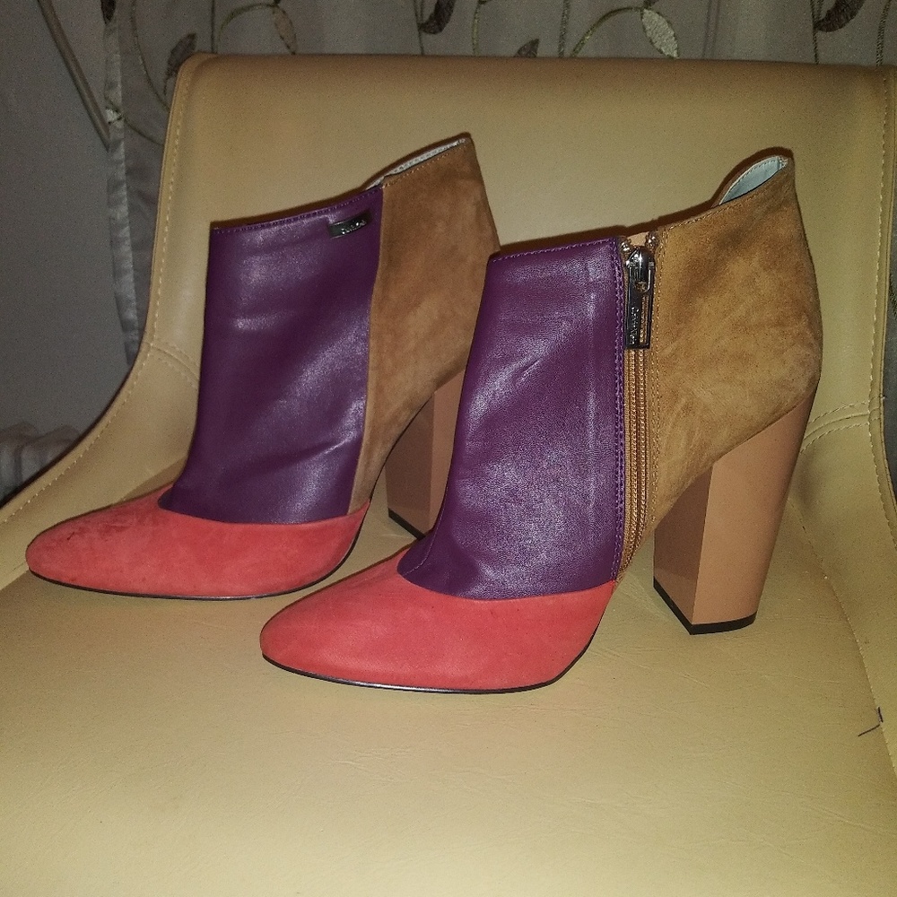 Multi colored booties purple, tan, and orange